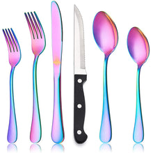 Lade das Bild in den Galerie-Viewer, 304 Stainless Steel Flatware Sets Rose Gold 24-Piece Set Western Food/Steak Knife, Fork and Spoon