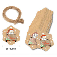 Lade das Bild in den Galerie-Viewer, 2x100pcs Kraft Paper Snowflake Shape Merry Christmas Cards Paper Tags with Hemp Rope tape