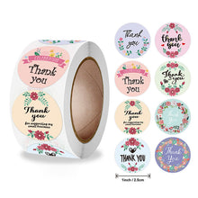 Load image into Gallery viewer, 2x500pcs Xmas Christmas Stickers Roll Label 8 Kinds of Flower Ring Pattern Thank You Kraft Envelope