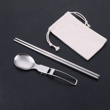 Lade das Bild in den Galerie-Viewer, 304 Stainless Steel Flatware Sets Outdoor Camping Tableware Foldable Chopsticks Meal Spoon Portable