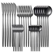 Lade das Bild in den Galerie-Viewer, 304 Stainless Steel Flatware Sets Magic Color Green Purple 6 Sets Knife and Fork 30pcs