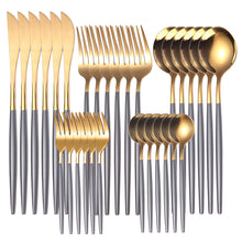 Lade das Bild in den Galerie-Viewer, 304 Stainless Steel Flatware Sets Magic Color Green Purple 6 Sets Knife and Fork 30pcs