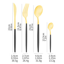 Lade das Bild in den Galerie-Viewer, 304 Stainless Steel Flatware Sets Black Gold Steel Knife, Fork and Spoon Food Knife Fork Spoon 24PCs