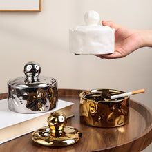 Load image into Gallery viewer, Ashtray Home Living Room Lid Prevent Fly Ash Designer Niche Silver Ashtray