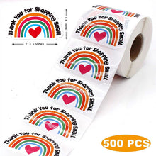 Load image into Gallery viewer, 2x500pcs Christmas Xmas Special-Shaped Rainbow Love Thank You for Shopping Smeu Stickers Stickers tape