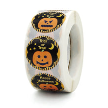 Load image into Gallery viewer, 2 Rolls 1000pcs Halloween Pumpkin Expression Sticker Adhesive Gift Sealing Paste