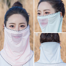 Lade das Bild in den Galerie-Viewer, 2pcs Ice Silk Mesh Sunscreen Veil Scarf Summer Ice Silk Face Mask for Outdoor Cycling