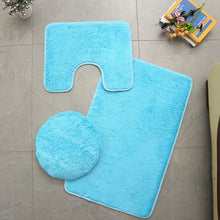 Load image into Gallery viewer, 3pcs Toilet Seat Cover Pads Cashmere-like Carpet Solid Color Bathroom Bathtub Set Silk Wool Floor Non-Slip Plush