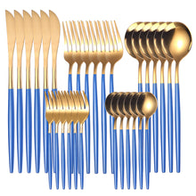 Lade das Bild in den Galerie-Viewer, 304 Stainless Steel Flatware Sets Magic Color Green Purple 6 Sets Knife and Fork 30pcs