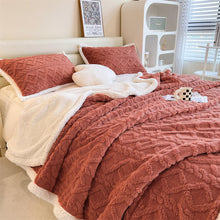 Lade das Bild in den Galerie-Viewer, Autumn and Winter Blanket Thickening Version a Taffeta B Version Jacquard Lambswool Cover Blanket