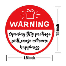 Load image into Gallery viewer, 2x500pcs Xmas Christmas Stickers Roll Label Red and White Warning Opening Package Will Cause Extreme Clicks Warning