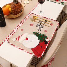 Load image into Gallery viewer, 2PCs Christmas Tablecloths Embroidery Old Man Snowman Placemat
