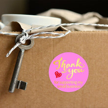 Load image into Gallery viewer, 2x500pcs Xmas Christmas Stickers Roll Label Rose Red Bronzing Thank You Business Thank You Gift