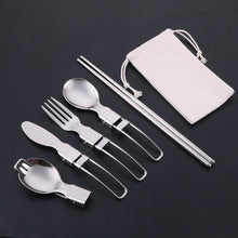 Lade das Bild in den Galerie-Viewer, 304 Stainless Steel Flatware Sets Outdoor Camping Tableware Foldable Chopsticks Meal Spoon Portable