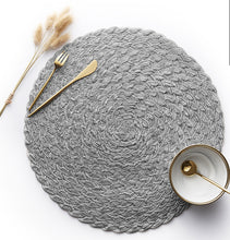Load image into Gallery viewer, 2PCs Nordic Pure Color Cotton Yarn Interwoven 4 Colors round Table Mat