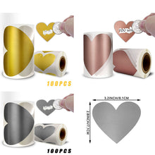 Load image into Gallery viewer, 2x500pcs Christmas Xmas Heart Silver Rose Gold Scratch Stickers Rub-on Transfers Paper Label tape