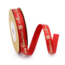 Load image into Gallery viewer, 2pcs Christmas Packing Materials 1cm Wide Bronzing Printed Letters Ribbed Band Flowers Gift Packaging