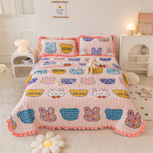 Load image into Gallery viewer, Autumn and Winter Thickening Milk Fiber Three-Piece Quilted Crystal Velvet Lace Thermal Blanket Bed Sheet