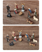 Load image into Gallery viewer, 11-Piece Set Horse Trough Group Religious Decoration Ornaments, 3cm Birth of Jesus Resin Statue