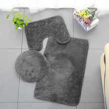 Load image into Gallery viewer, 3pcs Toilet Seat Cover Pads Cashmere-like Carpet Solid Color Bathroom Bathtub Set Silk Wool Floor Non-Slip Plush
