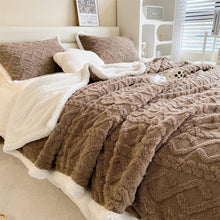 Lade das Bild in den Galerie-Viewer, Autumn and Winter Blanket Thickening Version a Taffeta B Version Jacquard Lambswool Cover Blanket