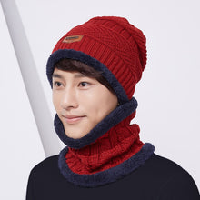 Lade das Bild in den Galerie-Viewer, Warm Winter Knit Beanie Hats Scarf Two-Piece Set Men and Women Windproof Thickening Fleece Lined Unisex