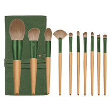 Load image into Gallery viewer, 10 PCs Cyan Makeup Brushes with Wooden Handle Make-up Tools with Abundant Wool