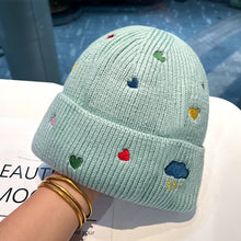 Load image into Gallery viewer, Warm Winter Knit Beanie Hats Rainbow Color Love Embroidered Wool Women Cycling Unisex