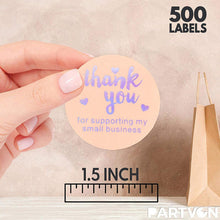 Load image into Gallery viewer, 2x500pcs Xmas Christmas Stickers Roll Label Pink Hot Laser Gold Thank Yo Flowers Candy Baking Sealing Paste Paper Adhesive Tape