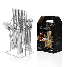 Lade das Bild in den Galerie-Viewer, 304 Stainless Steel Flatware Sets Knife, Fork and Spoon 24-Piece Set