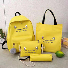 Lade das Bild in den Galerie-Viewer, Backpack Fashion Trend Four-Piece Set Contrast Color Cat Ears Student Schoolbag