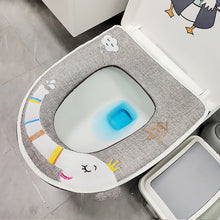 Load image into Gallery viewer, 3pcs Toilet Seat Cover Pads Linen Summer Four Seasons Cartoon Elephant Breathable Zipper