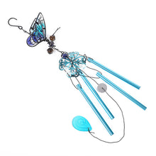 Load image into Gallery viewer, 3D Butterfly Wrought Iron Glass Painted Wind Chimes Home Decoration