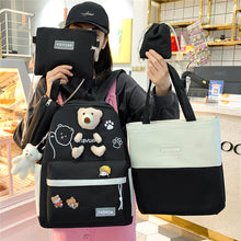 Lade das Bild in den Galerie-Viewer, Cute Bear Doll Junior High School Student Campus Backpack Canvas Student Backpack