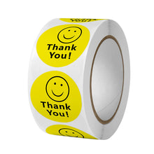 Load image into Gallery viewer, 2x500pcs Xmas Christmas Yellow round Smiling Face Thank You Gift Sticker Sealing Label