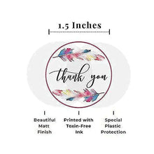 Load image into Gallery viewer, 2x500pcs Christmas Xmas Colorful Feather Thank You Sticker Envelope Packing Bag Sticker Gift Label tape