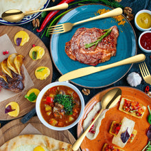 Load image into Gallery viewer, 304 Stainless Steel Flatware Sets Five Components 40PCs Western Dessert Steak Knife and Fork Spoon Multi-Color Optional