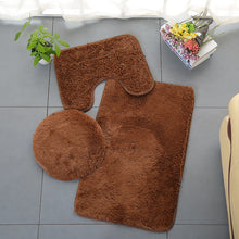 Load image into Gallery viewer, 3pcs Toilet Seat Cover Pads Cashmere-like Carpet Solid Color Bathroom Bathtub Set Silk Wool Floor Non-Slip Plush