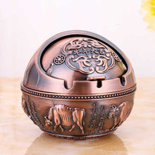 Lade das Bild in den Galerie-Viewer, Ashtray Personalized Trendy Home Living Room Prevent Fly Ash Style Sealed Imitation Pure Copper Ashtray