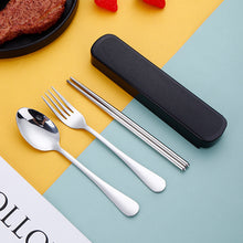 Lade das Bild in den Galerie-Viewer, 304 Stainless Steel Flatware Sets Outdoor Portable Travel Spoon Fork Three-Piece Set Including Chopsticks