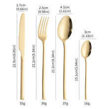 Lade das Bild in den Galerie-Viewer, 304 Stainless Steel Flatware Sets Golden Square Handle Steak Knife, Fork and Spoon 16pcs