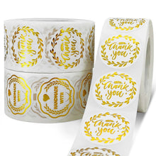 Load image into Gallery viewer, 2x500pcs Christmas Xmas round White Bronze Thank You Envelope Packaging Bag Stationery Sticker Label tape