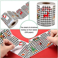 Lade das Bild in den Galerie-Viewer, 2x300pcs Rectangular Black And White Plaid Merry Christmas Christmas Sticker Gift Label tape
