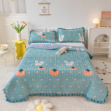Load image into Gallery viewer, Autumn and Winter Thickening Milk Fiber Three-Piece Quilted Crystal Velvet Lace Thermal Blanket Bed Sheet
