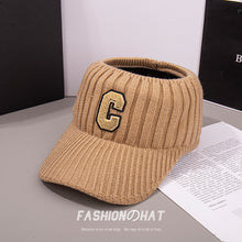 Lade das Bild in den Galerie-Viewer, Warm Winter Knit Beanie Hats Tik Tok Live Stream Internet Celebrity Same Embroidery Big C Topless Hat Unisex