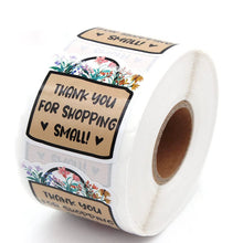 Load image into Gallery viewer, 2x500pcs Christmas Xmas Special-Shaped Flower Bag Basket Thank You for Supporting Small Sticker Thank You Stickers tape