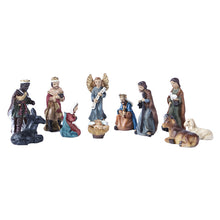 Load image into Gallery viewer, 11-Piece Set Horse Trough Group Religious Decoration Ornaments, 3cm Birth of Jesus Resin Statue
