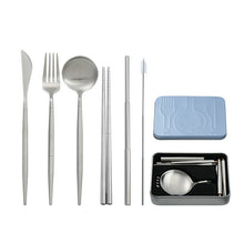 Lade das Bild in den Galerie-Viewer, 304 Stainless Steel Flatware Sets Green Gold Pink Gold Black Removable Portable Outdoor Tableware Set