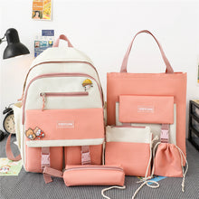 Load image into Gallery viewer, New Five-Piece Schoolbag Female Korean Harajuku Contrast Color Large Capacity