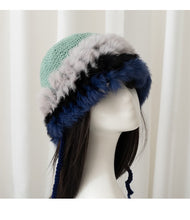 Lade das Bild in den Galerie-Viewer, Warm Winter Knit Beanie Hats Thickened Autumn and Winter Women Real Rabbit Wool Fur Toe Cap Warm Unisex